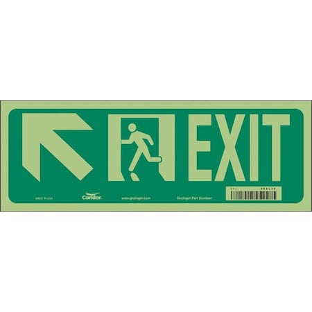 Condor Exit Sign, Vinyl, 14" W, 5" H, EXIT, Green, White 480L30
