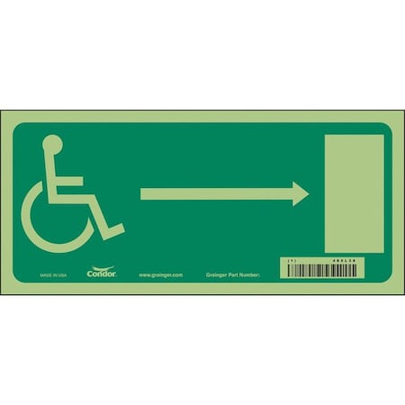 Condor WHEELCHAIR PATH RIGHT GRAPHIC, 12 in W x 5 1/2 in H, Vertical Rectangle, Glow Vinyl, 480L38 480L38