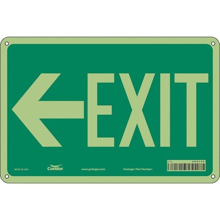 Condor Exit Sign, Plastic, 12" W, 8" H, EXIT, Green, White 480L42