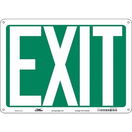 Condor Exit Sign, Plastic, 14" W, 10" H, EXIT, Green, White 480L54