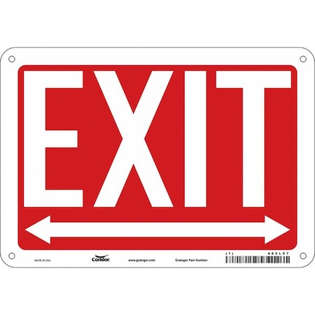 Condor Exit Sign, Plastic, 10" W, 7" H, EXIT, Red, White 480L67