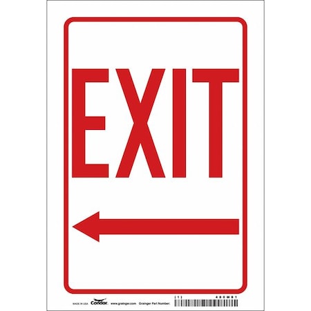Condor Exit Sign, Vinyl, 7" W, 10" H, Exit, Red, White 480M81