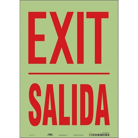 Condor Exit Sign, Vinyl, 10" W, 14" H, Exit/Salida, White 480M92