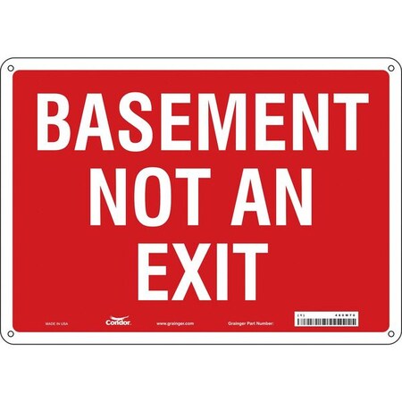 Condor BASEMENT NOT AN EXIT, 14 in W x 10 in H, Horizontal Rectangle, Polyethylene, 480M70 480M70