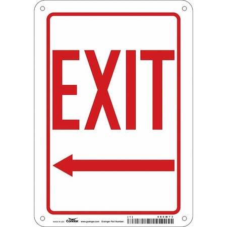 Condor Exit Sign, Aluminum, 7" W, 10" H, Exit, Red, White 480M73