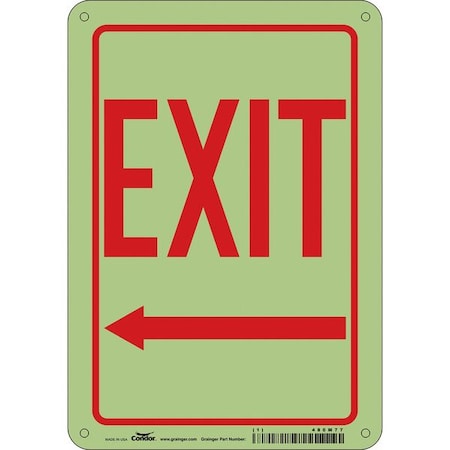Condor Exit Sign, Plastic, 7" W, 10" H, Exit, Red, White 480M77