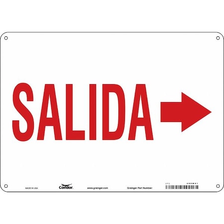 Condor Safety Sign, Polyethylene, 14 in W, 10 in H, SALIDA, White 480M01