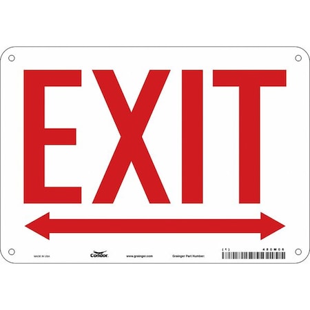 Condor Exit Sign, Plastic, 10" W, 7" H, Exit, White 480M06