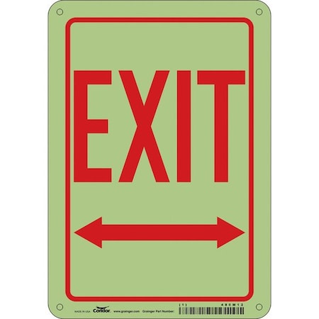 Condor Exit Sign, Plastic, 7" W, 10" H, Exit, White 480M12