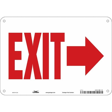 Condor Exit Sign, Aluminum, 10" W, 7" H, Exit, White 480M18