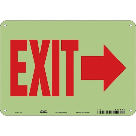 Condor Exit Sign, Plastic, 10" W, 7" H, Exit, White 480M24