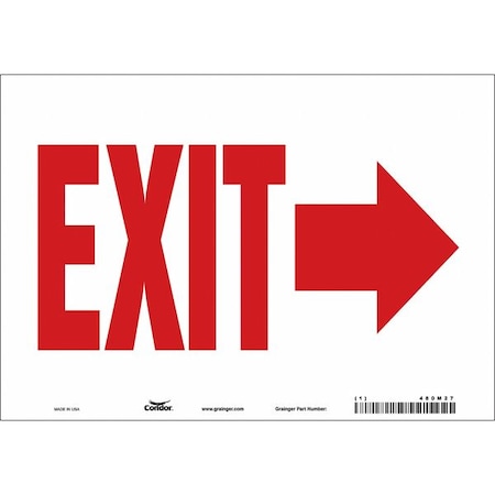Condor Exit Sign, Vinyl, 10" W, 7" H, Exit, White 480M27