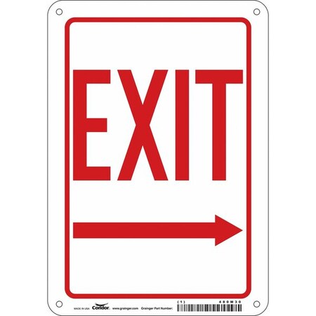 Condor Exit Sign, Aluminum, 7" W, 10" H, Exit, White 480M30