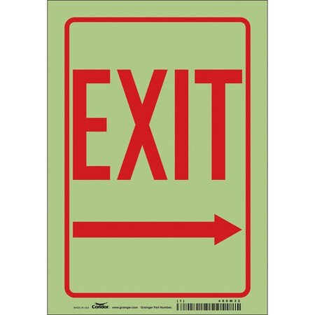 Condor Exit Sign, Vinyl, 7" W, 10" H, Exit, White 480M32