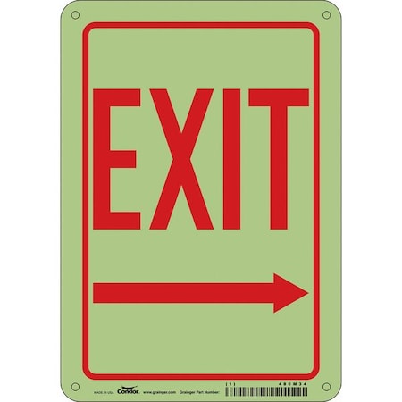 Condor Exit Sign, Plastic, 7" W, 10" H, Exit, White 480M34