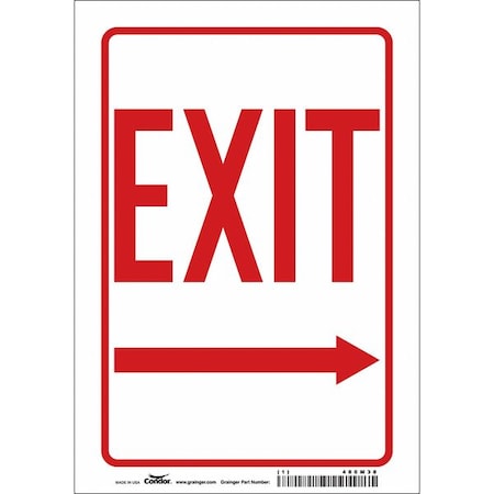 Condor Exit Sign, Vinyl, 7" W, 10" H, Exit, White 480M38