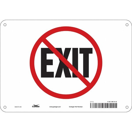 Condor Exit Sign, Plastic, 10" W, 7" H, (No) Exit, White 480M46