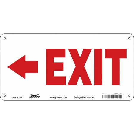 Condor Exit Sign, Plastic, 14" W, 7" H, Exit, White 480M52