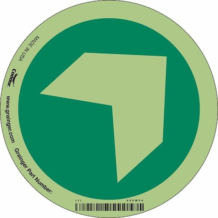 Condor Safety Sign, 3 3/4 in H, 3 3/4 in W, Glow Vinyl, Circle, English, 480M54 480M54