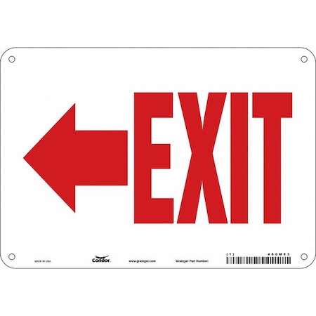 Condor Exit Sign, Plastic, 10" W, 7" H, Exit, White 480M63