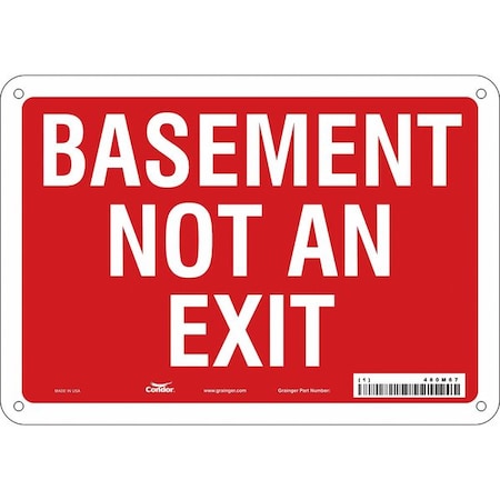 Condor BASEMENT NOT AN EXIT, 10 in W x 7 in H, Vertical Rectangle, Aluminum, 480M67 480M67