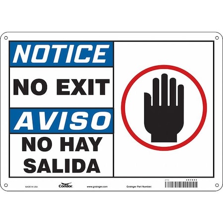 Condor Exit Sign, Aluminum, 14" W, 10" H, No Exit/No Hay Salida, White 480N88
