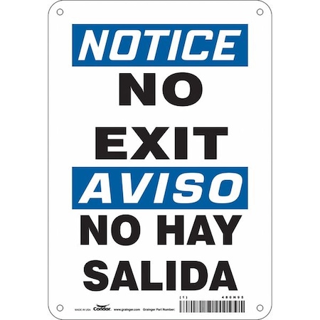 Condor Exit Sign, Plastic, 7" W, 10" H, No Exit/No Hay Salida, White 480N95