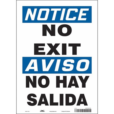 Condor Exit Sign, Vinyl, 10" W, 14" H, No Exit/No Hay Salida, White 480N98