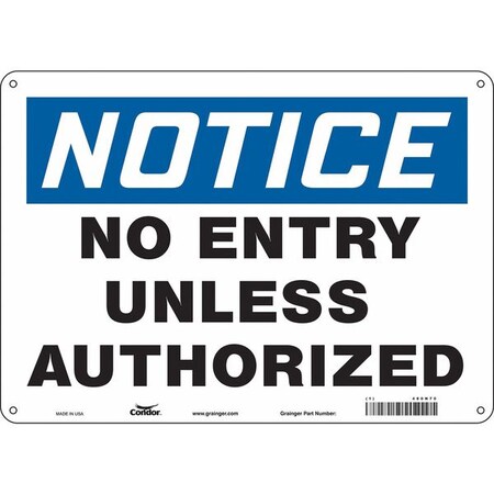 Condor Safety Sign, 10 in Height, 14 in Width, Polyethylene, Horizontal Rectangle, English, 480N70 480N70