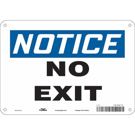 Condor Exit Sign, Aluminum, 10" W, 7" H, No Exit, White 480N73