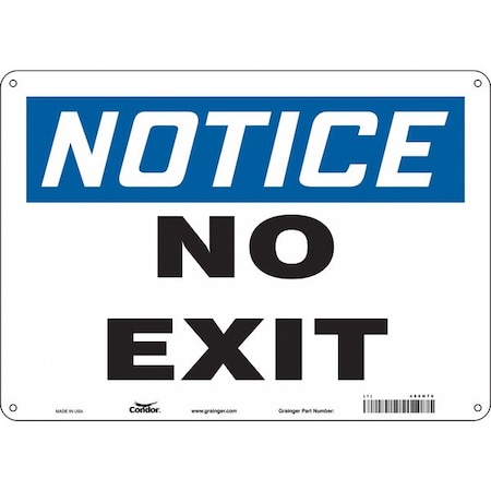 Condor Exit Sign, Plastic, 14" W, 10" H, No Exit, White 480N78