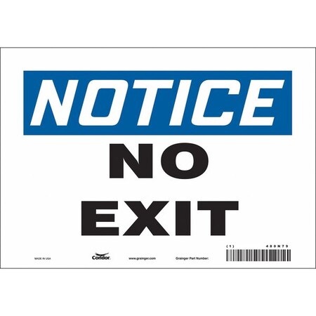 Condor Exit Sign, Vinyl, 10" W, 7" H, No Exit, White 480N79