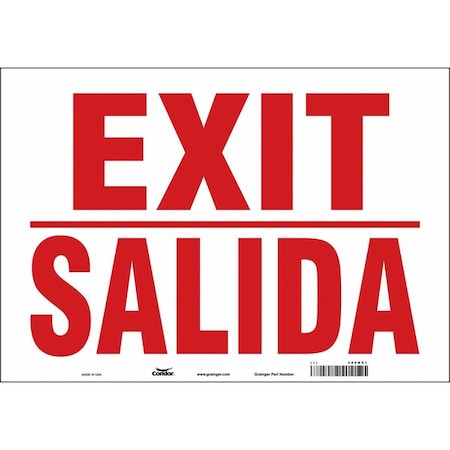 Condor Exit Sign, Vinyl, 20" W, 14" H, Exit/Salida, White 480N01