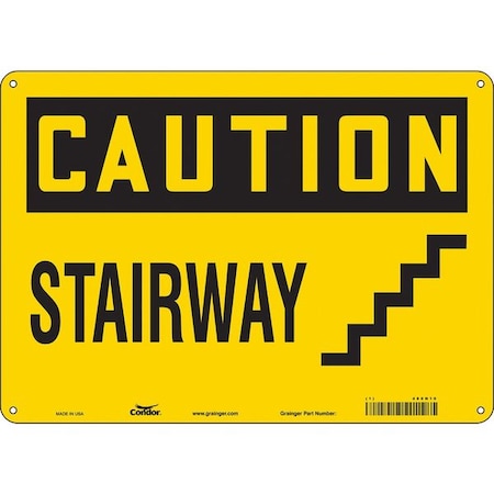 Condor Caution, STAIRWAY, 14 in W x 10 in H, Horizontal Rectangle, Aluminum, 480N10 480N10
