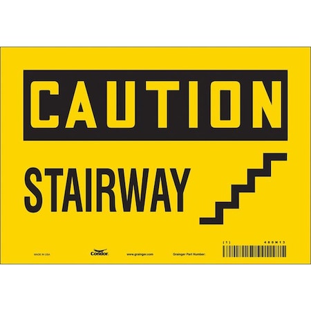 Condor Caution, STAIRWAY, 10 in W x 7 in H, Vertical Rectangle, Vinyl, 480N13 480N13
