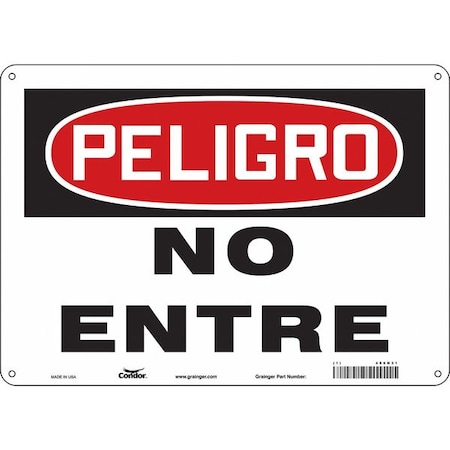 CONDOR Safety Sign, 10 in Height, 14 in Width, Polyethylene, Horizontal Rectangle, Spanish 480N31