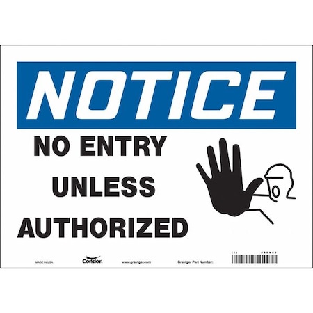 Condor Safety Sign, 10 in Height, 14 in Width, Vinyl, Horizontal Rectangle, English, 480N65 480N65