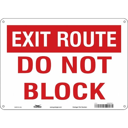 Condor DO NOT BLOCK, 14 in W x 10 in H, Horizontal Rectangle, Aluminum, 480P21 480P21