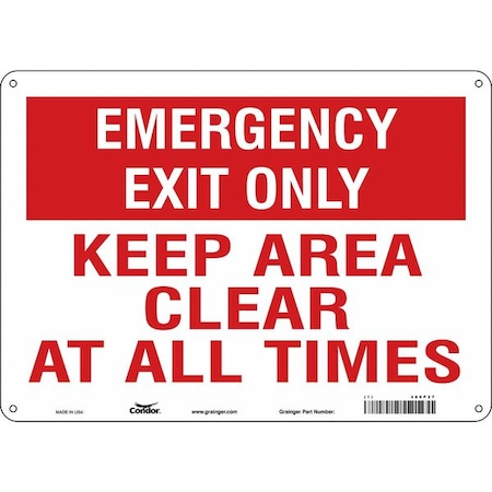 Condor KEEP AREA CLEAR AT ALL TIMES, 14 in W x 10 in H, Horizontal Rectangle, Aluminum, 480P27 480P27