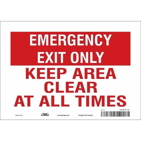 Condor KEEP AREA CLEAR AT ALL TIMES, 10 in W x 7 in H, Vertical Rectangle, Vinyl, 480P30 480P30