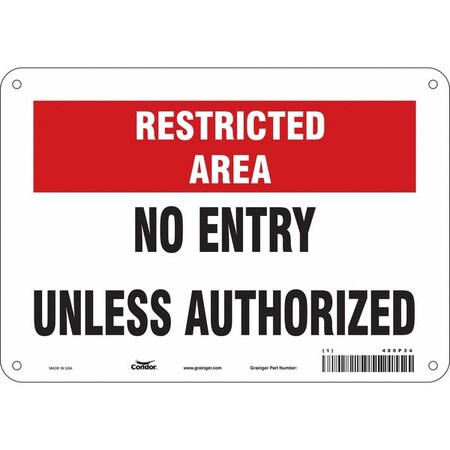 Condor Safety Sign, 7 in Height, 10 in Width, Polyethylene, Vertical Rectangle, English, 480P34 480P34