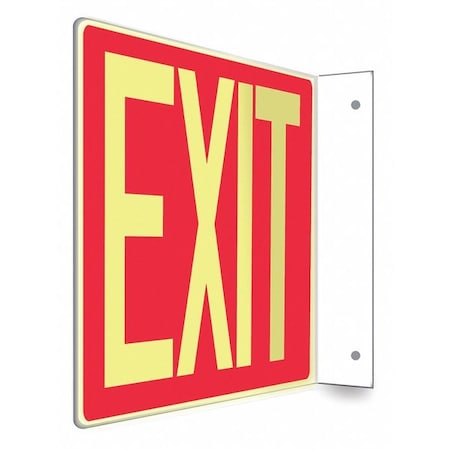 Condor Exit Sign, Plastic, 12" W, 8" H, Exit, Red 480W80