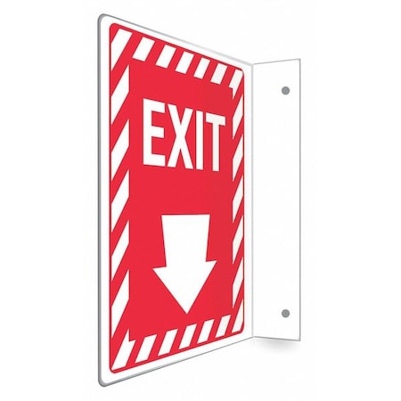 Condor Exit Sign, Plastic, 9" W, 12" H, Exit, Red 480W82