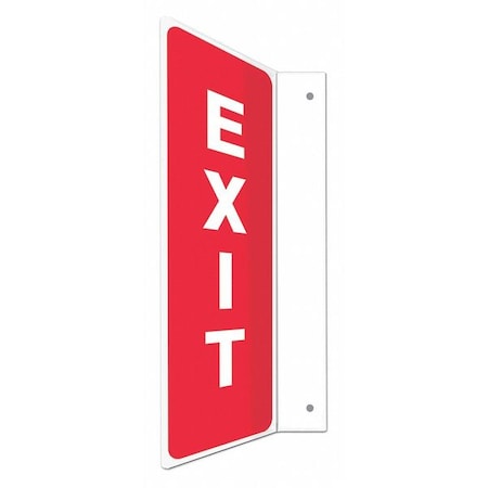 Condor Exit Sign, Plastic, 4" W, 12" H, Exit, Red 480W83