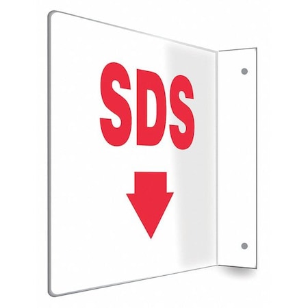 Condor High Visibility Safety Sign, 8 in Height, 12 in Width, PETG, L-Shape Projection, English 480W95