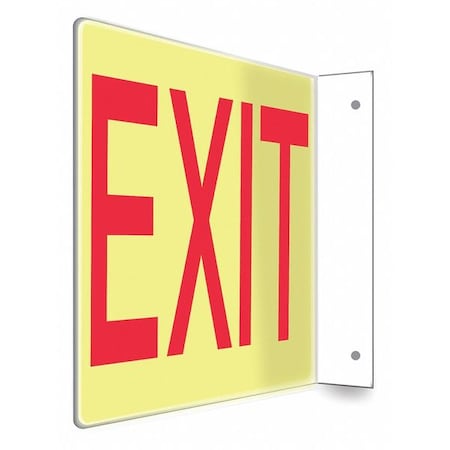 Condor Exit Sign, Plastic, 12" W, 8" H, Exit, White 480W75