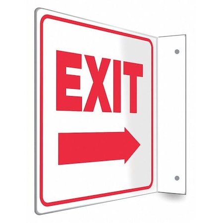 Condor Exit Sign, Plastic, 8" W, 8" H, Exit, White 480W78