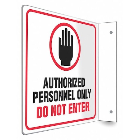 Condor High Visibility Safety Sign, 8 in H, 8 in W, PETG, L-Shape Projection, English, 480W23 480W23