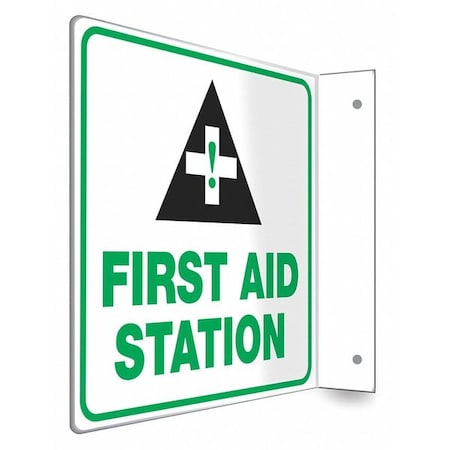 Condor FIRST AID STATION, 8 in W x 8 in H, L-Shape Projection, PETG, 480W56 480W56