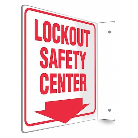 Condor High Visibility Safety Sign, 8 in Height, 8 in Width, PETG, L-Shape Projection, English 480W59